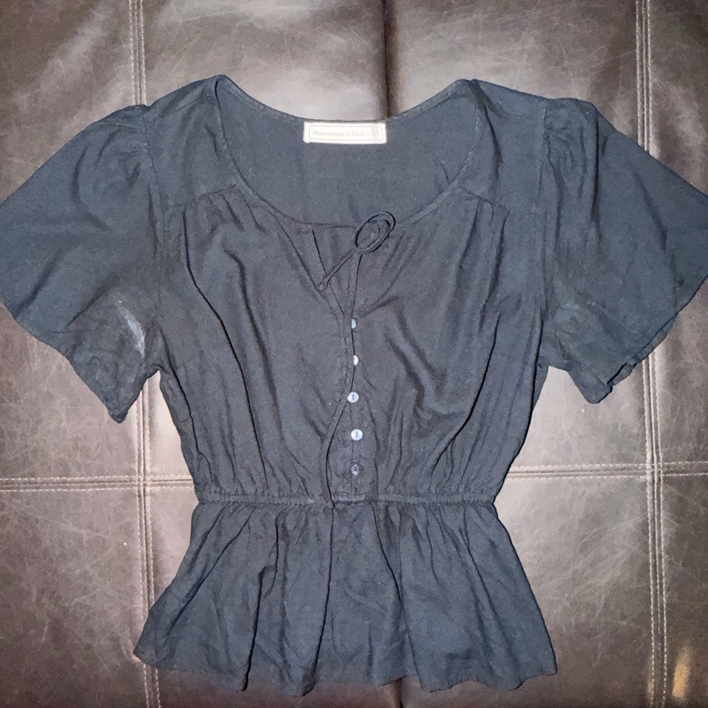 Abercrombie & Fitch Navy Peplum Blouse
